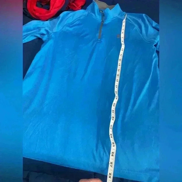 Under Armour Collared Shirt Blue Long Sleeve Polo Golf Heatgear Size Medium - Picture 4 of 9